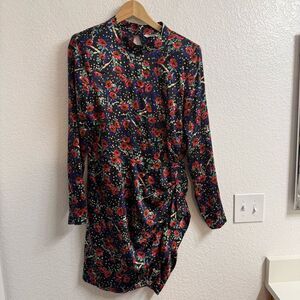 VERONICA BEARD Louella Floral Stretch Silk-Satin Mini Dress Size 12